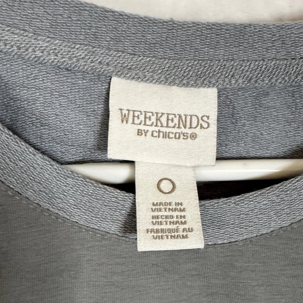 Weekends by Chico's Gray 3/4 Sleeve Sweatshirt Small